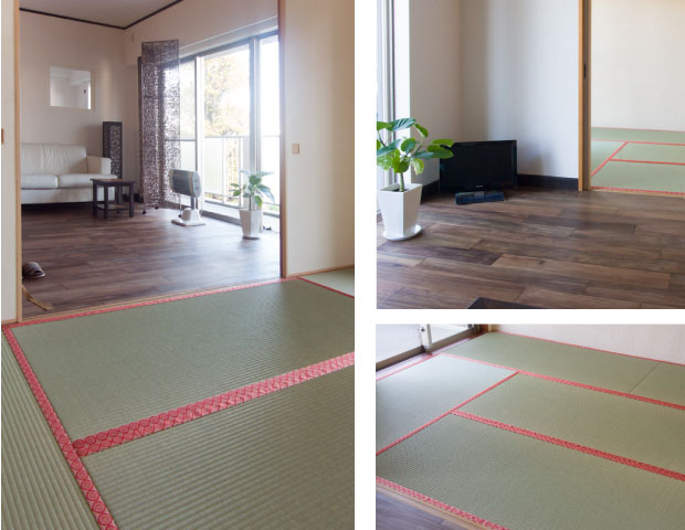 高麗紋縁と炭入り床の畳